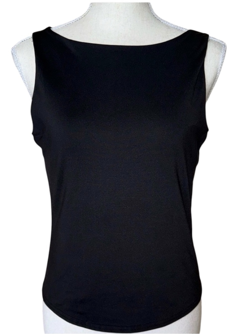 New York & Company Classic Black Tank Top Boatneck Refined Minimalist Elegant